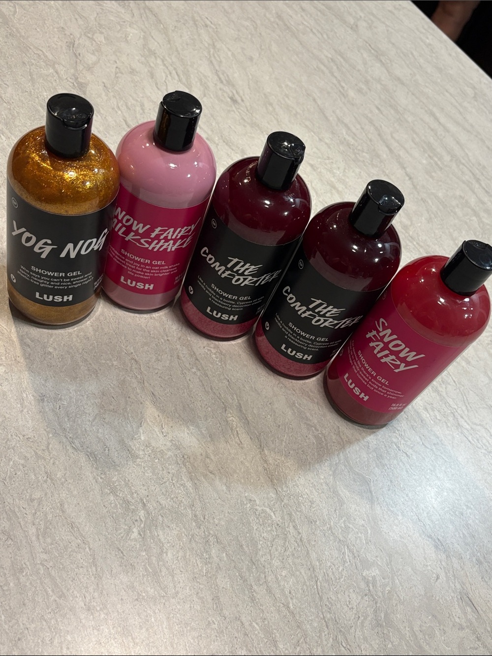 Lush Shower Gel Set in Gold, Pink, Burgundy, Red